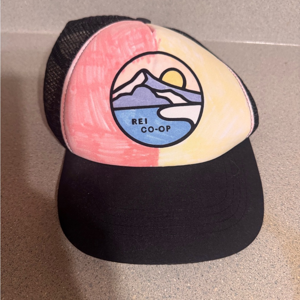 REI Co-Op Technical Trucker Black White Snapback Hat Wide Brim Boco Gear
